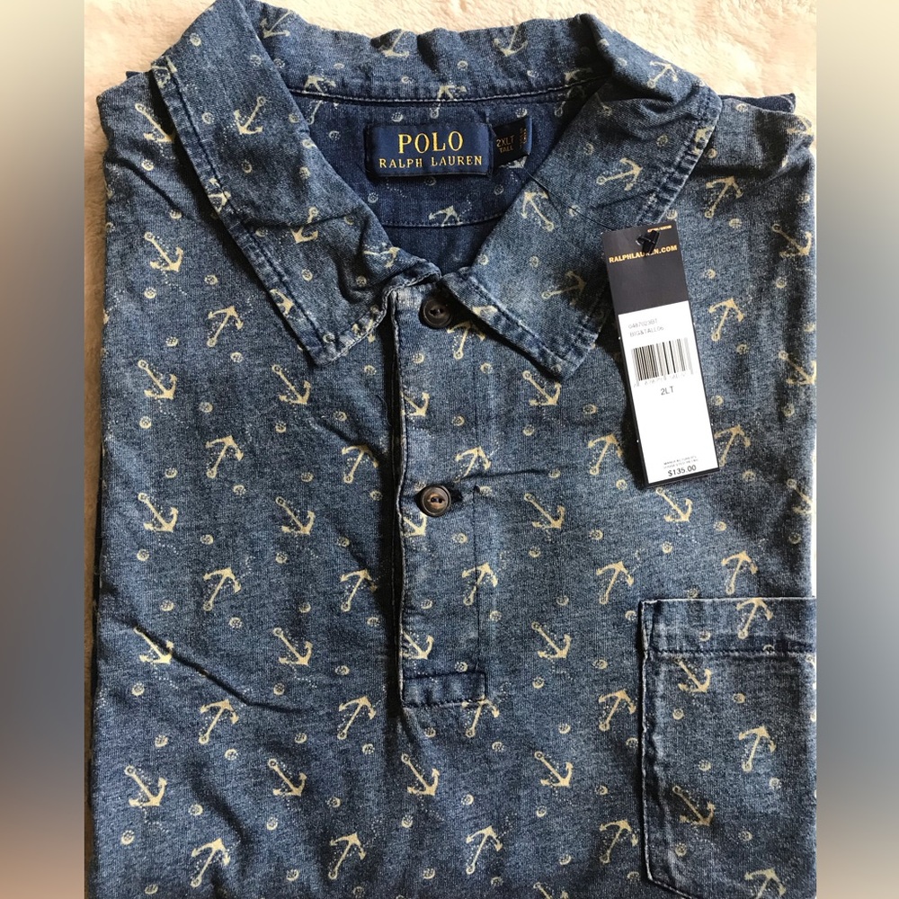 Polo Ralph Lauren Blue Anchor Print Indigo Shirt